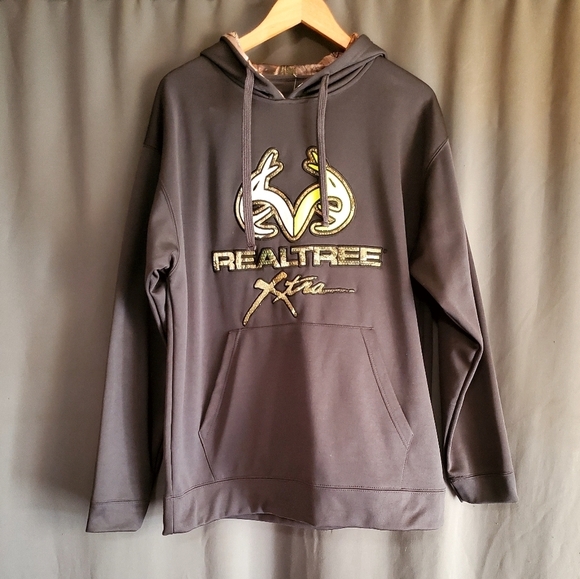Realtree Xtra Men's Gray Fleece Neon Outdoor Hoodie Size Large NWT - Picture 1 of 10